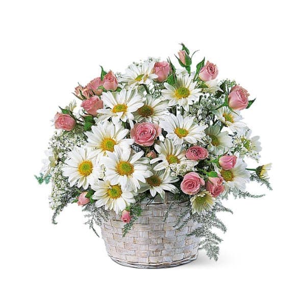 Pink and White Baby Basket
